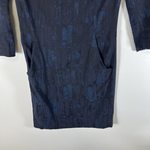 MM Lafleur Women's Navy Blue Cotton Blend Sheath Dress Pockets Size‎ 0 Designer - Picture 3 of 11